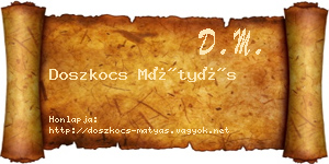 Doszkocs Mátyás névjegykártya